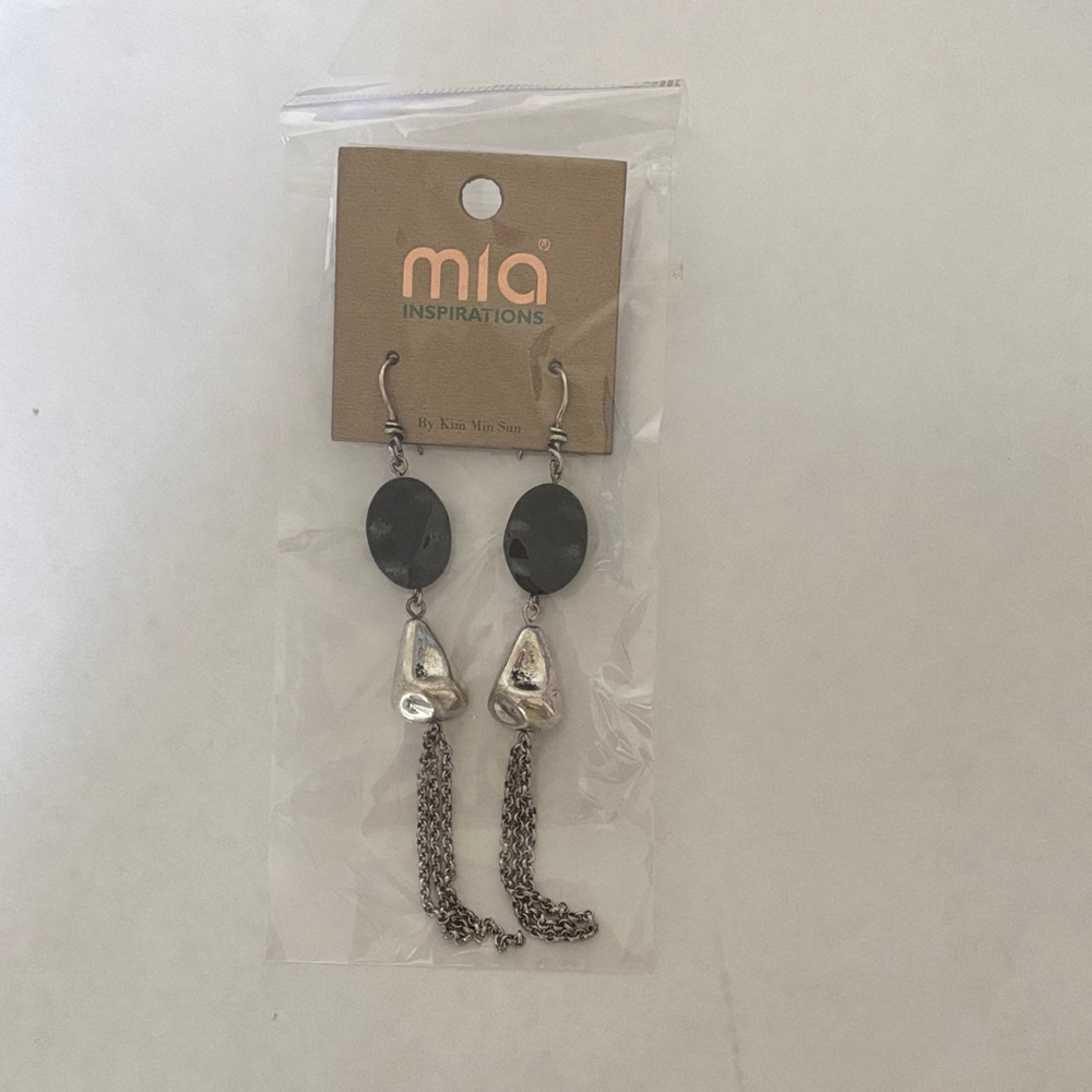 MIA Silver and Black Chain Dangle Earrings